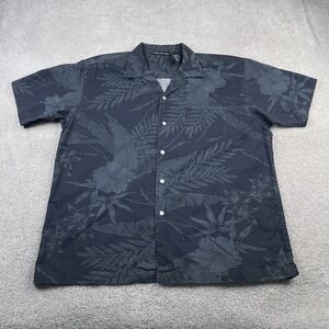 VINTAGE No Boundaries‎ Shirt Mens XL Black Grey Hawaiian Aloha Camp Collar Y2K